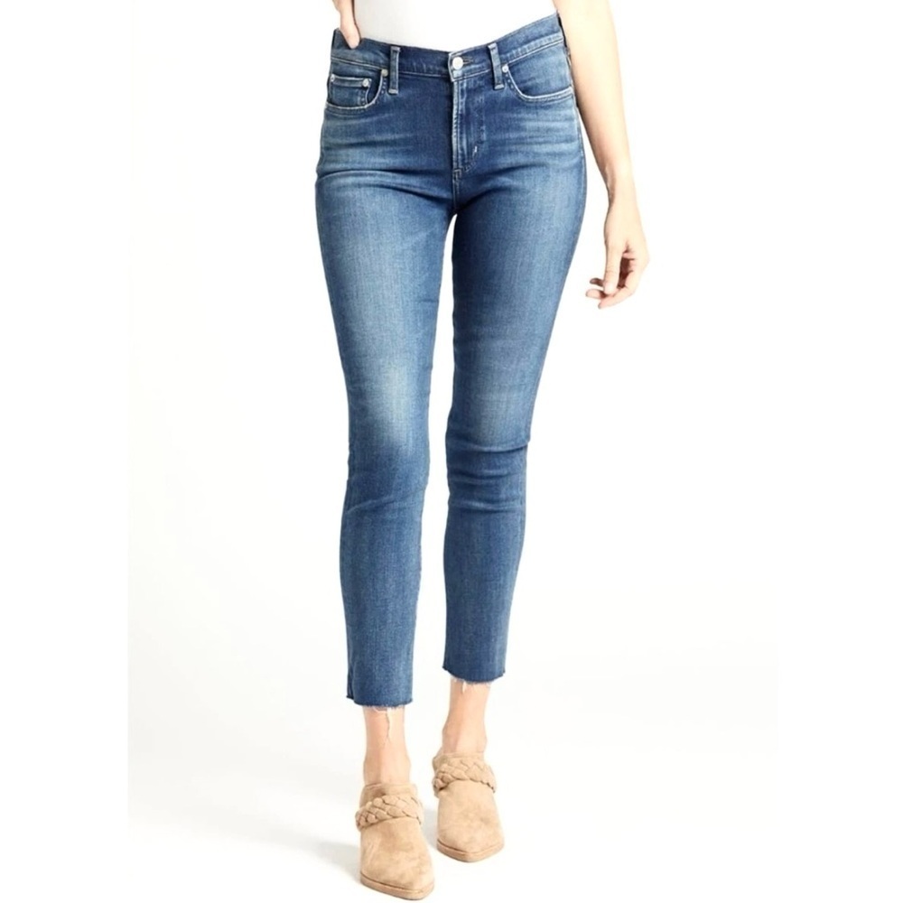 Agolde Sophie High Rise Jeans Raw Hem Medium Wash
